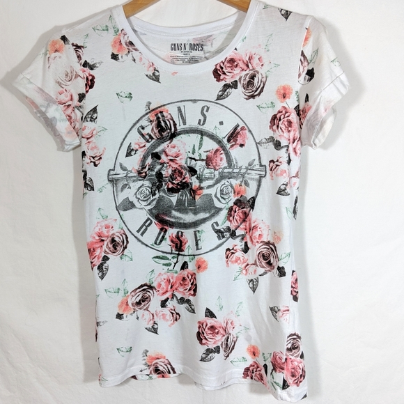 Guns N' Roses Rose Print T-shirt - Picture 2 of 5
